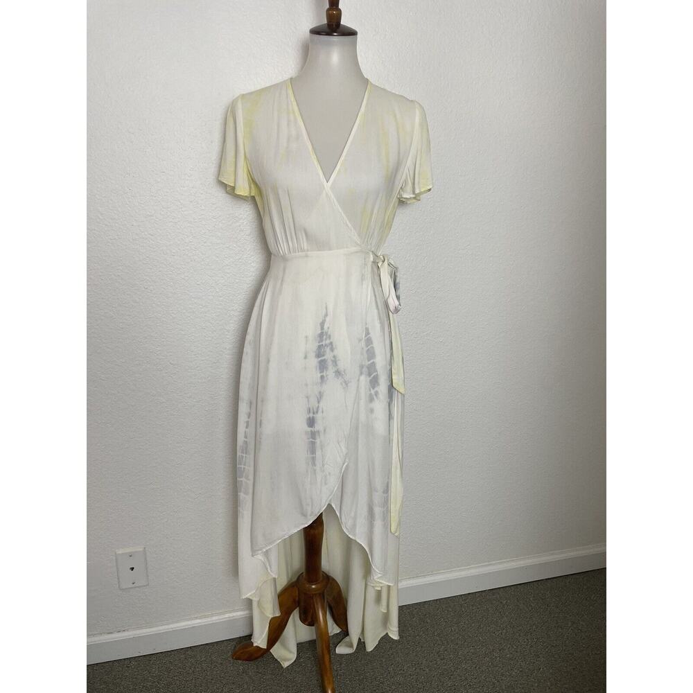 Aakaa Wrap Dress Midi Hi-lo Multicolor Tie Dye Print